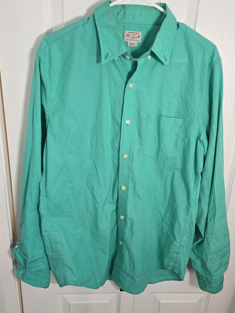 J. Crew Men's Button-Down Shirt in Teal Green
